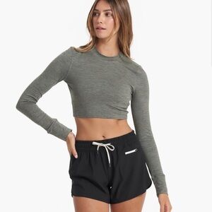 Vuori Women's Long Sleeve Lux Crop Tee - Dusty Pine Heather NWT